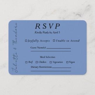 Elegant Porcelain Blue RSVP with Entree Selection Card