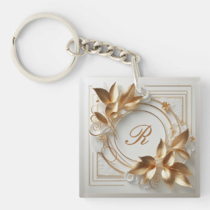 Élégant porte-clés monogrammé en or