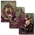 Élégant Portrait Lady, papier floral et Demask