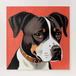 Elegant Portrait of a Black and White Dog Jigsaw Puzzle