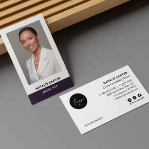 Elegant Portrait Photo Logo Social Icon PURPLE  Business Card
