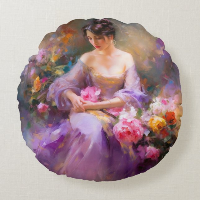 Elegant Portrait  Round Pillow (Front)