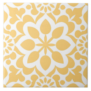 Elegant Portuguese azulejo Yellow Vintage pattern Tile