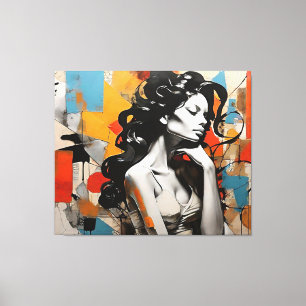 Elegant Pose Abstract Woman Portrait Painting  Canvas Print