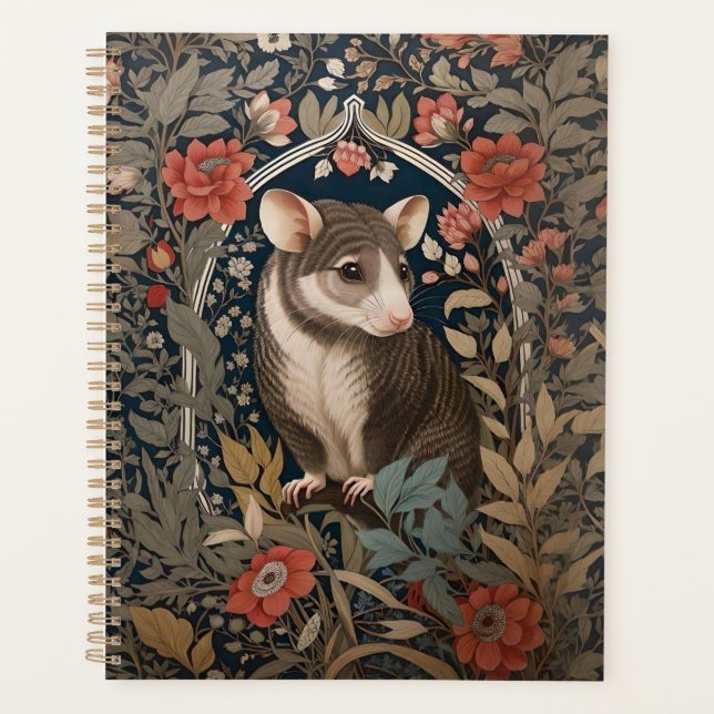 Elegant Possum William Morris Inspired Floral  Planner (Front)