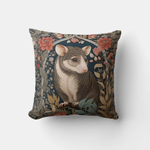 Elegant Possum William Morris Inspired Floral Throw Pillow
