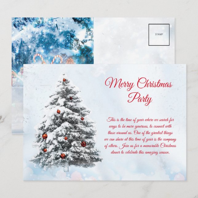 Elegant Postcard Style Christmas Design Party (Front/Back)