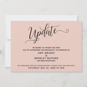 Elegant Postponed Wedding Announcement Blush