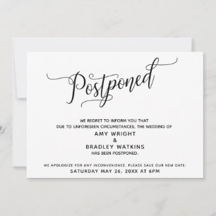 Elegant Postponed Wedding Announcement Card