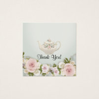 Élégant Pot Floral Thé Sage Rose Roses Tags Cadeau