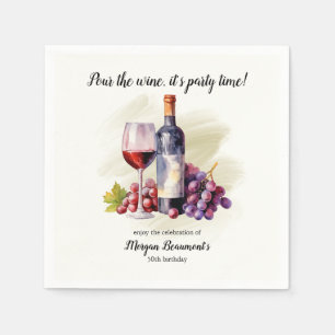 Elegant Pour The Wine Themed 50th Birthday Party Napkin