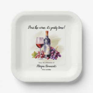 Elegant Pour The Wine Themed 50th Birthday Party Paper Plate