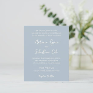 Elegant Powder Blue Budget Wedding Invitation