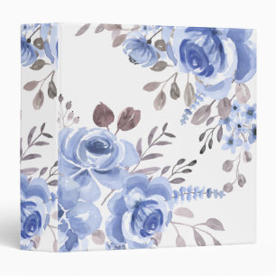 Elegant Powder Blue Floral Watercolor Binder