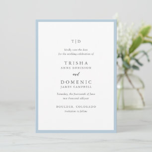Elegant Powder Blue Monogram Modern Wedding Save The Date