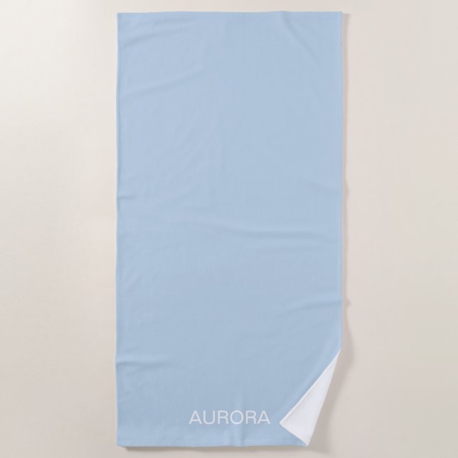 Elegant Powder Blue Personalized Name -  Beach Towel (Front)