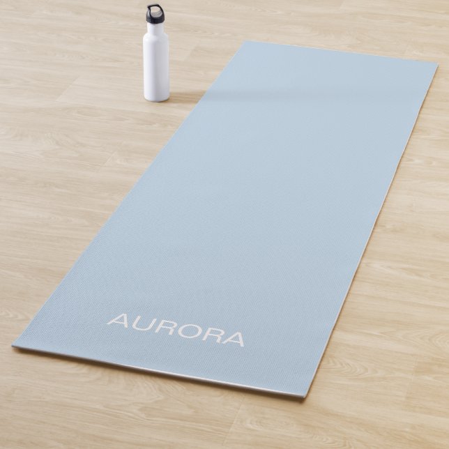 Elegant Powder Blue Personalized Name Yoga Mat (In Situ)