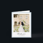 Elegant Powder Blue Photo Modern Wedding Thank You Card<br><div class="desc">Modern wedding thank you cards featuring a clean design with serif and script fonts.</div>