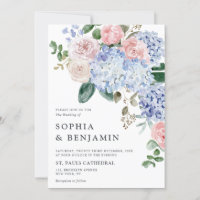 Elegant Powder Blue Pink Hydrangea Formal Wedding