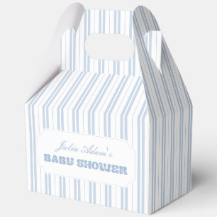 Elegant Powder Blue Striped Pattern Baby Shower Favor Box
