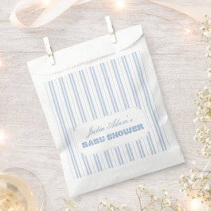 Elegant Powder Blue Striped Pattern Baby Shower Favour Bag