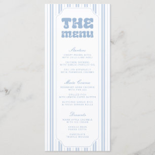 Elegant Powder Blue Striped Pattern Baby Shower Menu