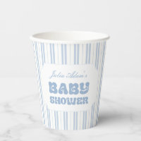 Elegant Powder Blue Striped Pattern Baby Shower