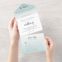 Elegant Powder Blue Tint Script Wedding