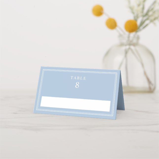 Elegant Powder Blue Wedding Place Card (Front)
