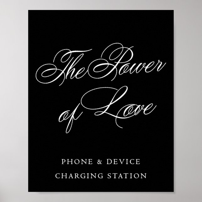 Elegant Power of Love Charge Station White Script Poster (Front)