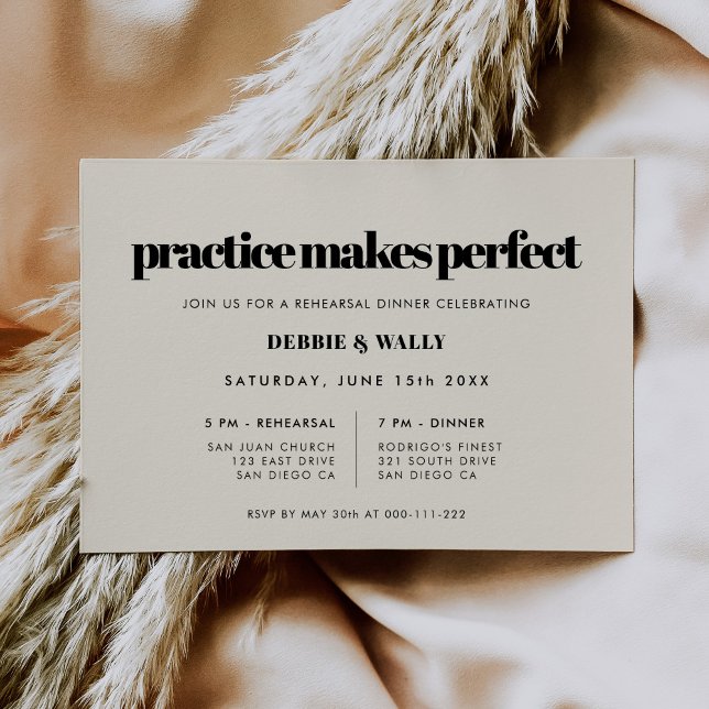 Elegant Practice Makes Perfect Rehearsal Dinner Invitation (Creator Uploaded)