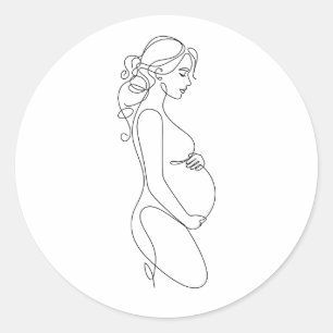 Elegant Pregnancy Line Art Minimalist Sticker