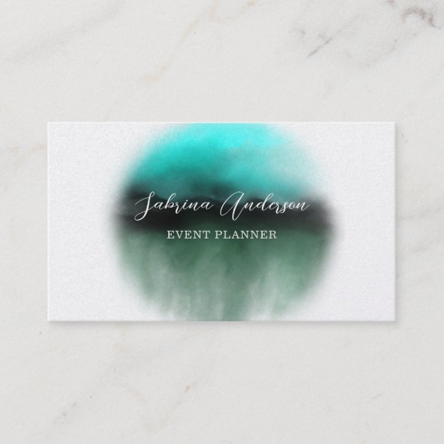 Elegant Premium Pearl Blue Watercolor Abstract Business Card (Front)