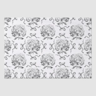 Elegant Preppy Hydrangea Bow Toile Pattern Tissue Paper