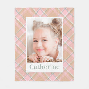 Elegant Preppy Personalized Girl Photo Fleece Blanket