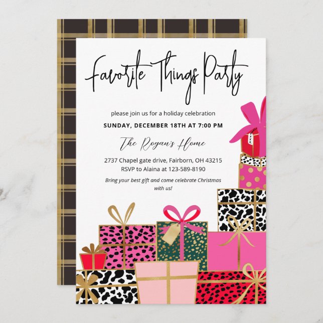 Elegant Presents Favorite Things Party Holiday  In Invitation (Front/Back)