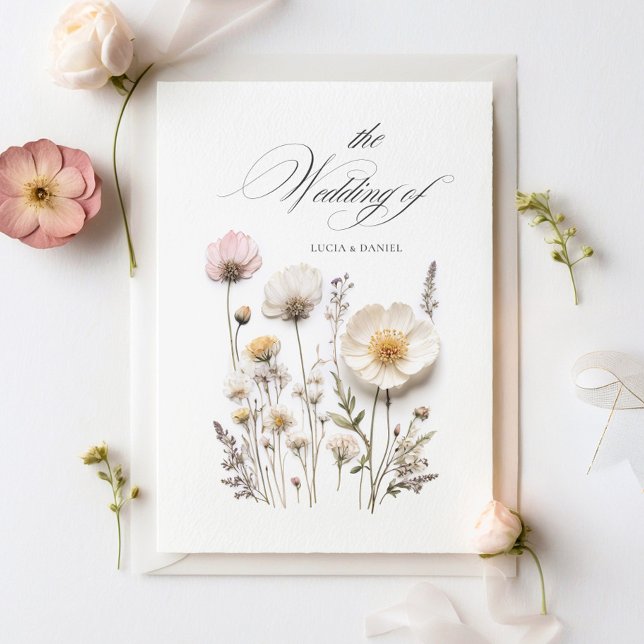 Elégant Pressé Fleurs Chic Faire-part de mariage (Créateur téléchargé)
