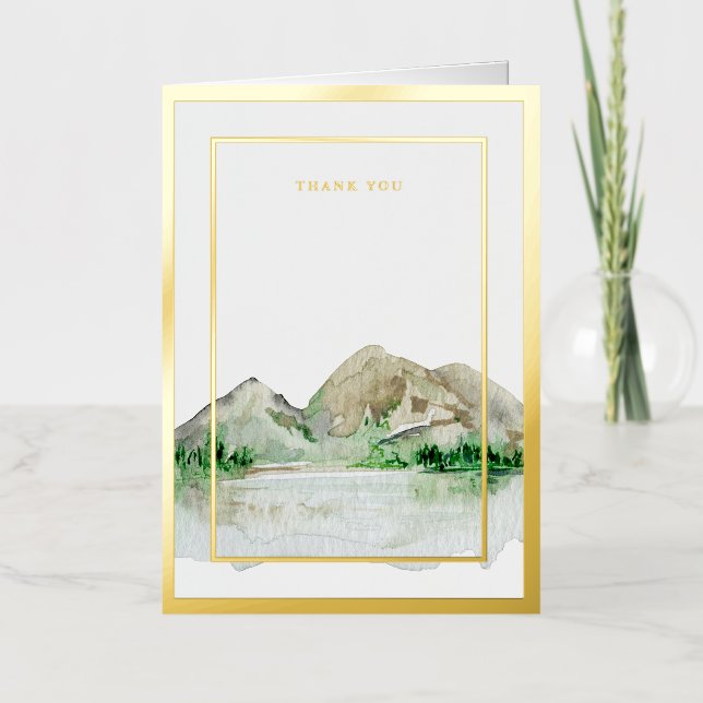 Elegant Pressed Gold Leaf Frame Wedding Formal Foil Greeting Card (Front)