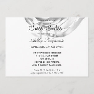 Elegant Pretty Black and White Rose Print Invitation