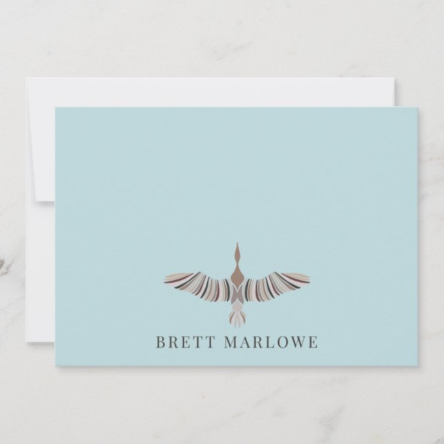 Elegant Pretty Blue Green Flat Note Card (Front)