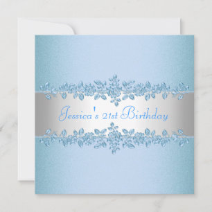 Elegant Pretty Blue Roses Birthday Party Invitation
