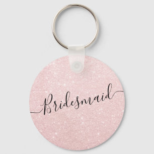 Elegant pretty chick rose gold glitter bridesmaid keychain