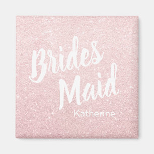 Elegant pretty chick rose gold glitter bridesmaid magnet