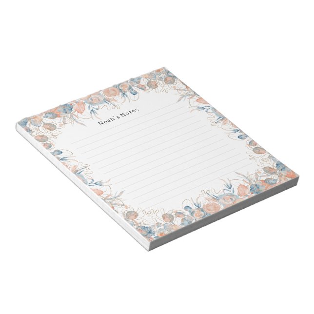 Elegant Pretty Floral Botanical Flowers Notebook Notepad (Angled)