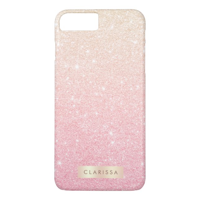 Elegant pretty girly gradient rose gold glitter Case-Mate iPhone case (Back)