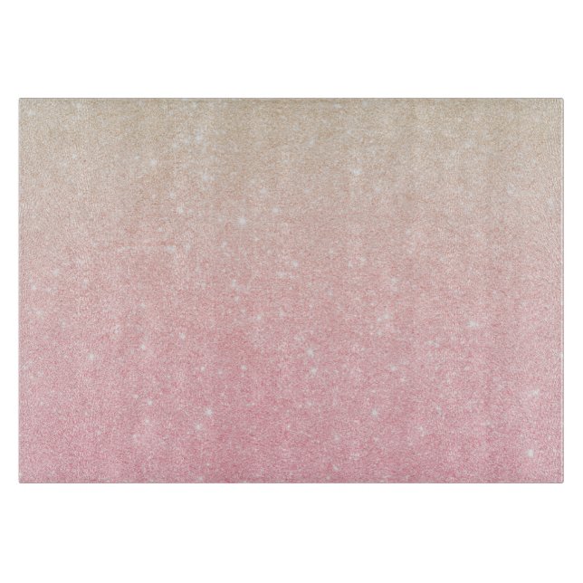 Elegant pretty girly gradient rose gold glitter cutting board (Front)