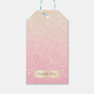 Elegant pretty girly gradient rose gold glitter gift tags