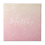 Elegant pretty girly gradient rose gold glitter tile<br><div class="desc">Stylish faux rose gold glitter pattern.</div>