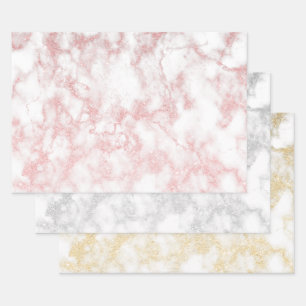 Elegant pretty glitter marble wrapping paper sheet