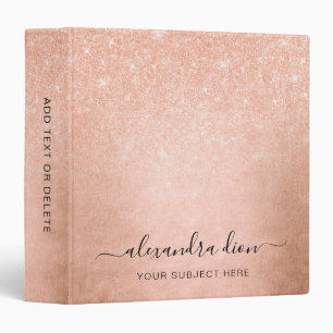 Elegant pretty gradient copper rose gold glitter binder